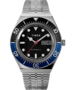 klokker | Timex m79 automatisk 40 mm armbåndsur i rustfritt stål menn B84BR48 rustfritt stål/svart/blått