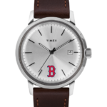 klokker | Timex marlin automatisk 40 mm lærremsklokke med boston red sox menn B84BR292 rustfritt stål/brun/sølv-tone