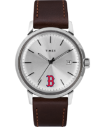 klokker | Timex marlin automatisk 40 mm lærremsklokke med boston red sox menn B84BR292 rustfritt stål/brun/sølv-tone