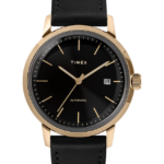klokker | Timex marlin automatisk 40mm lærremsklokke menn B84BR59 svart/gull-tone
