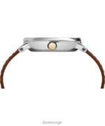 klokker | Timex southview 41mm lærreim klokke menn B84BR285 krom/brun/blå - Image 2