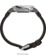 klokker | Timex standard kronograf 41mm stoff og lærreim klokke menn B84BR312 sølv-tone/brun/svart - Image 2