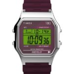 klokker | Timex t80 34mm harpiksremsklokke menn B84BR262 sølv-tone/burgunder