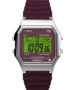 klokker | Timex t80 34mm harpiksremsklokke menn B84BR262 sølv-tone/burgunder