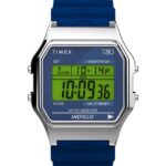 klokker | Timex t80 34mm harpiksremsklokke menn B84BR266 sølv-tone/blå