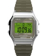 klokker | Timex t80 34mm harpiksremsklokke menn B84BR267 sølv-tone/grønn