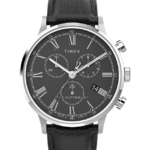 klokker | Timex waterbury klassisk kronograf 40 mm klokke med lærreim menn B84BR87 rustfritt stål/svart