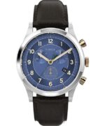 klokker | Timex waterbury tradisjonell kronograf 42 mm klokke med lærreim menn B84BR83 rustfritt stål/blått