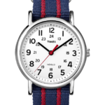 klokker | Timex weekender 38mm stoffremseklokke menn B84BR301 krom/blå/hvit