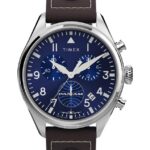 klokker | Timex x pan am kronograf 42mm lærreim klokke menn B84BR80 rustfritt stål/brun/blå